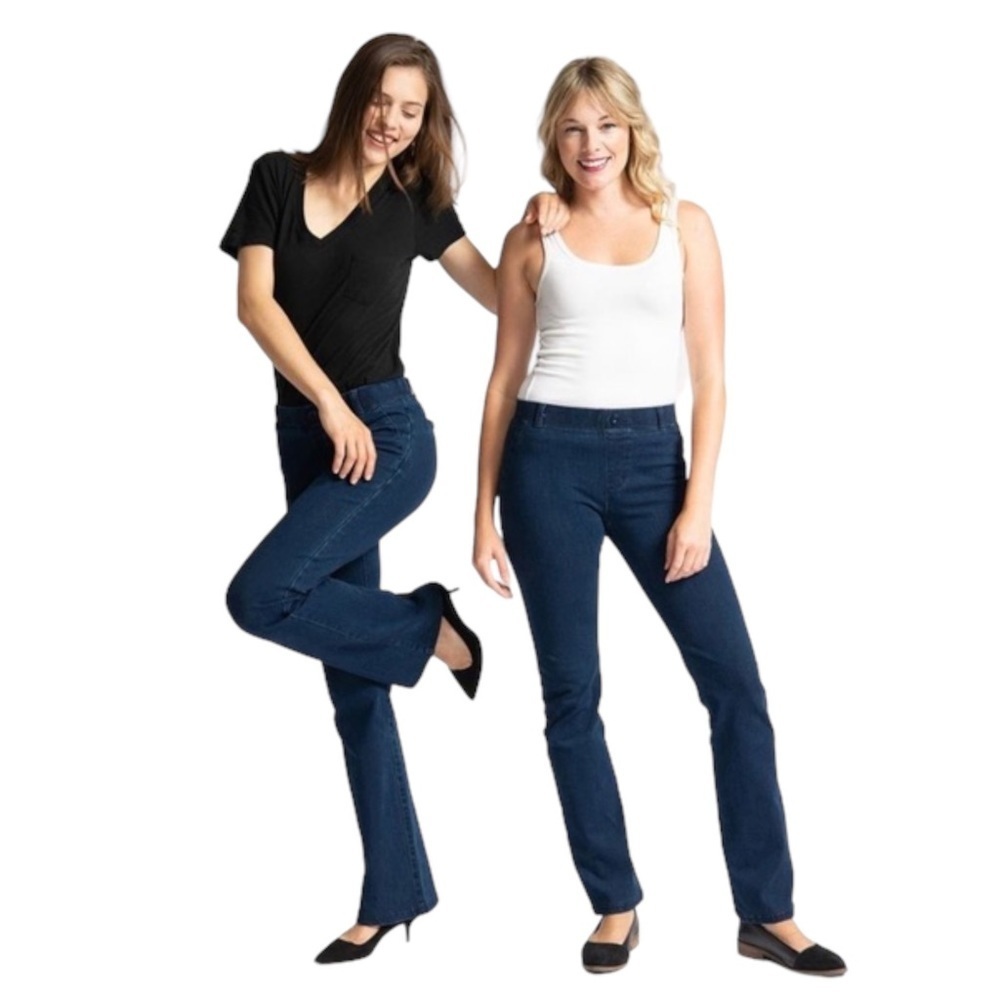 Betabrand Yoga Denim Straight Leg Jeans Women’s XL Petite Dark Indigo